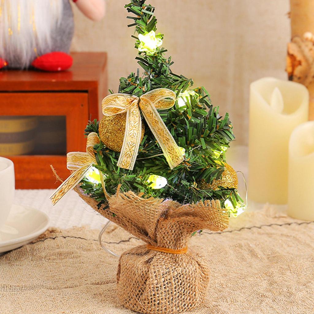 Mini Desktop Christmas Tree Seasonal Decor With LED Light Miniature Table Christmas Tree For Office Home Store Dormitory Bedroom