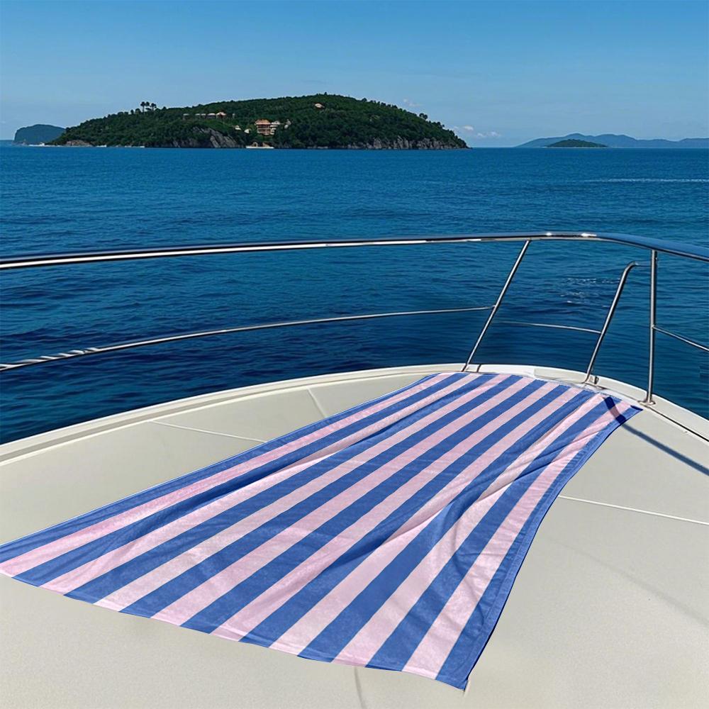 Blue & Pink Vertical Stripes Quick Drying Bath Towel Microfiber Beach Towel - Light Weight Swimming Camping  Yoga Beach Out