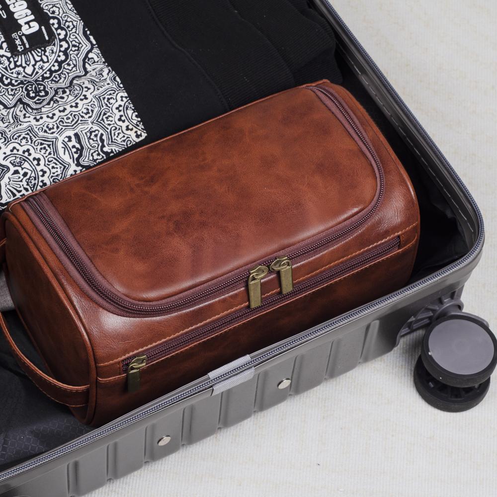 Leather Toiletry Bag for Men Women Kit Mens Hanging Toiletry Bag Travel Toiletry Bag for Traveling Large Cosmetic Bag for