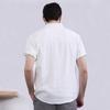 Men's Short-Sleeved Cotton Linen Shirts Summer Breathable Solid Color Casual Beach Style Plus Size Tops