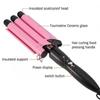 Custom Logo Electric Wholesale Home Use Magic Hair Curler 3-in-1 Triple Deep Waver Iron PTC Ceramic 3-Barrel Hair Waver LCD