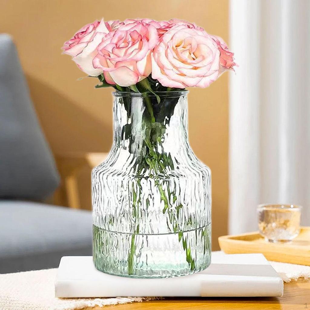 Glasblumenvase Knospe Kreative Hochzeitsmittelstücke Flasche Rundkrug für Bücherregal