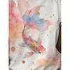Pink gold gradient goldfish round neck T-shirt women's size loose fit casual trend