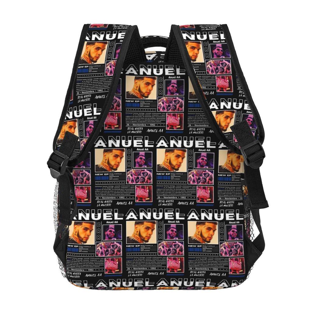 Rapper Anuel AA World Tour Student Backpack School Bag Hiking Travel Daypack for Men Women Fashion Bookbag Shoulder Bags
