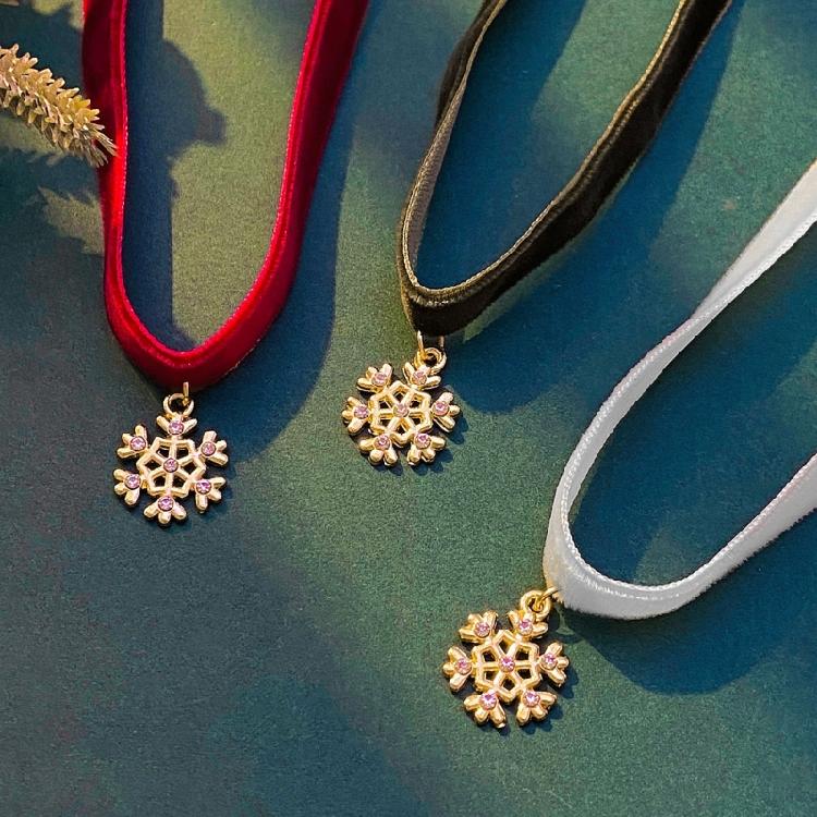 Snowflakes Christmas Tree Bells Velvets Collar Necklace Christmas Clavicle Chain