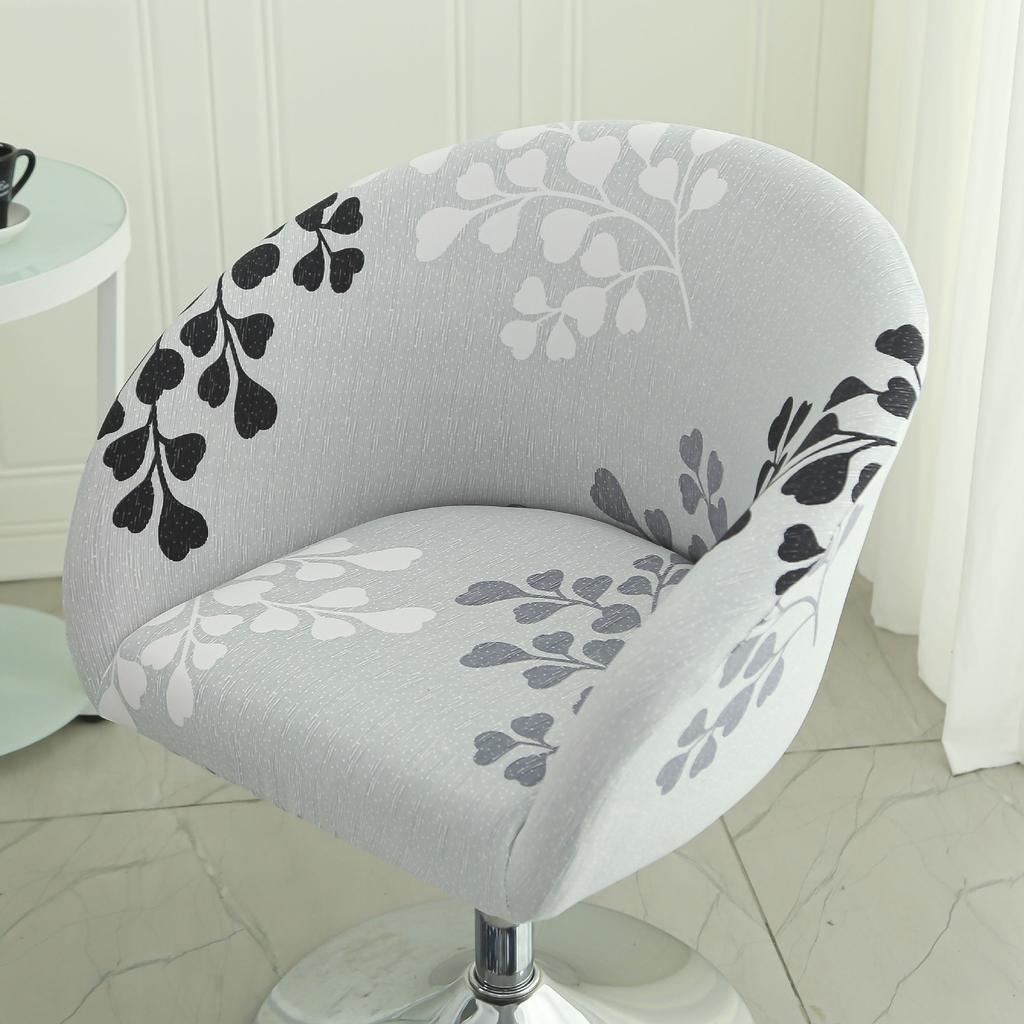 Dustproof Curved Chair Cover Short Back Printed Arc Armchair Slipcovers Dining Chairs Covers Elastic Natal Pokrowiec Na Krzeslo