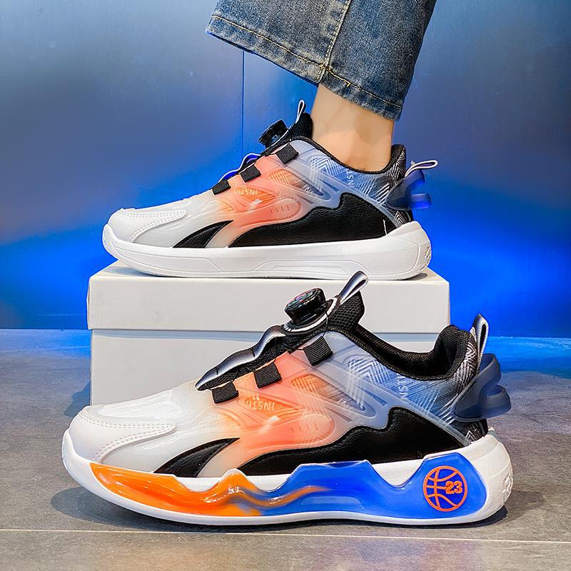 

Men s shoes spring new youth rotating button sports casual running shoes middle school students height increase dad trendy shoes 44