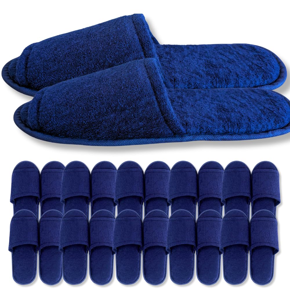 throw them Disposable individually wrapped 10 used by hotels and for business disaster and navy [EaseLiving] Don't away! slippers, [Terry cloth],