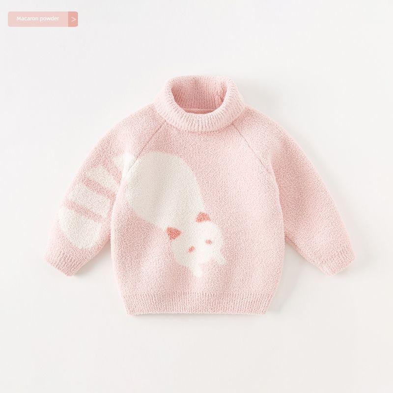 Dave & Bella Kids Turtleneck Sweater Winter New Arrival Boys Cartoon Bottoming Shirt Girl Chenille Tops