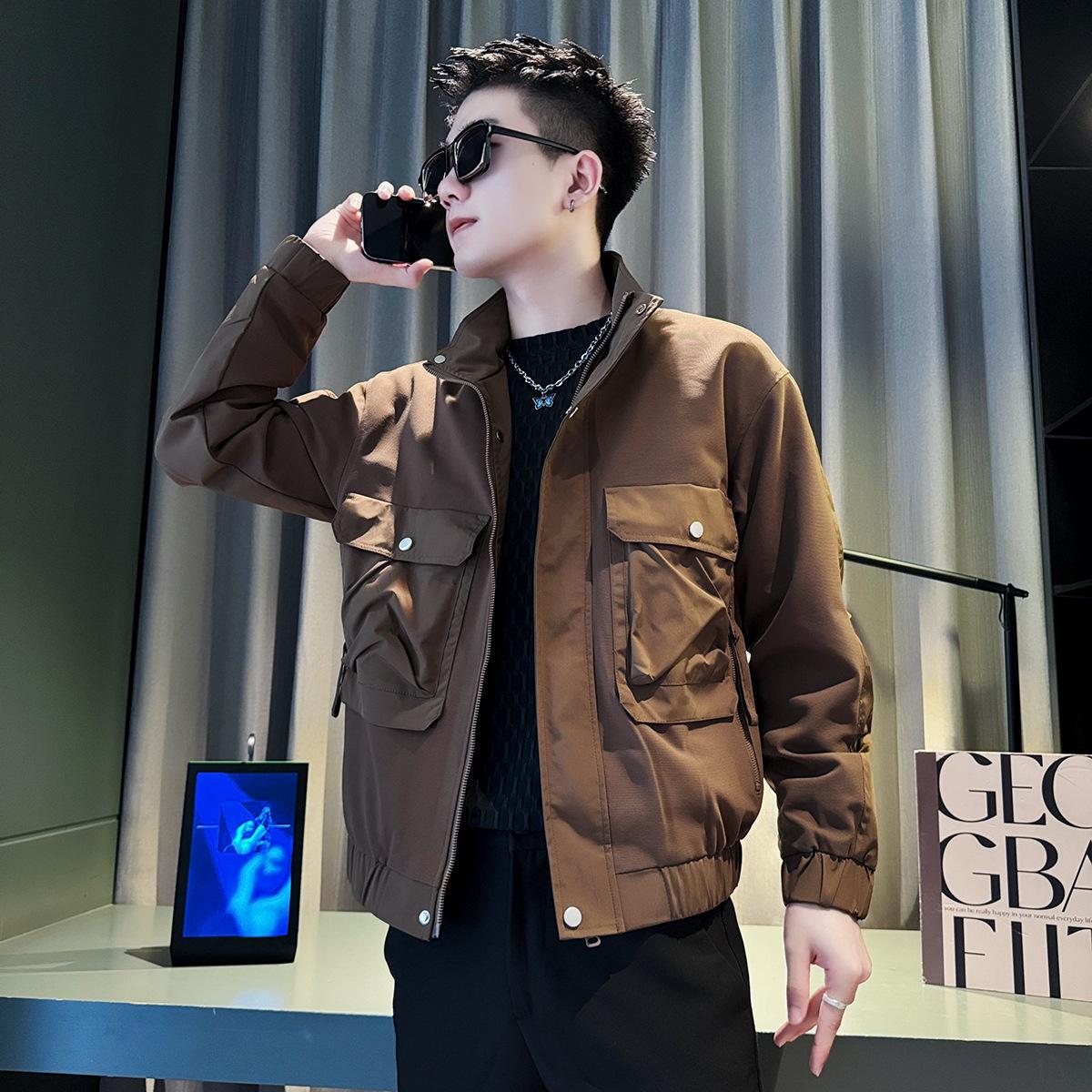 Trendy Men s American-Style Casual Jacket with Stand-up Collar for Spring/Autumn 2025 XXL