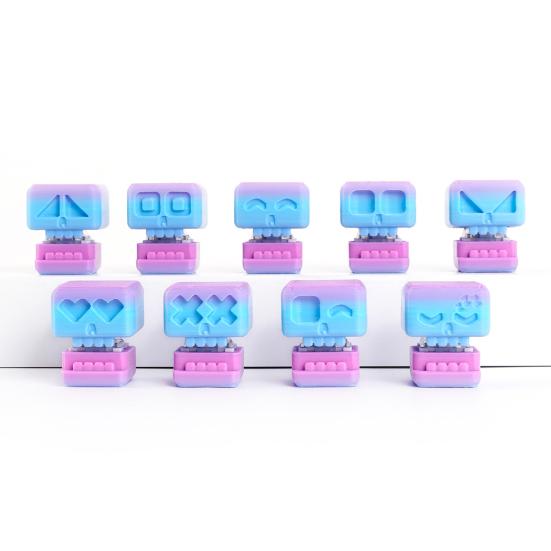 9 Pcs Skull Fidget Clicker Toy 3D-Printed Skull Stress Relief Toy Gradient Color Keyboard Clicker Fidget Button for Office Workers Anxiety Relief