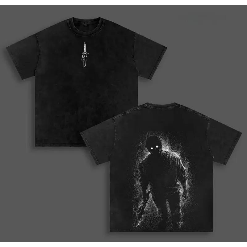Gothic Jujutsu Kaisen Anime T-shirt Fushiguro Toji Washed Y2k Tshirt Men's Clothing Top Summer Short Sleeve Cotton Tee Shirt