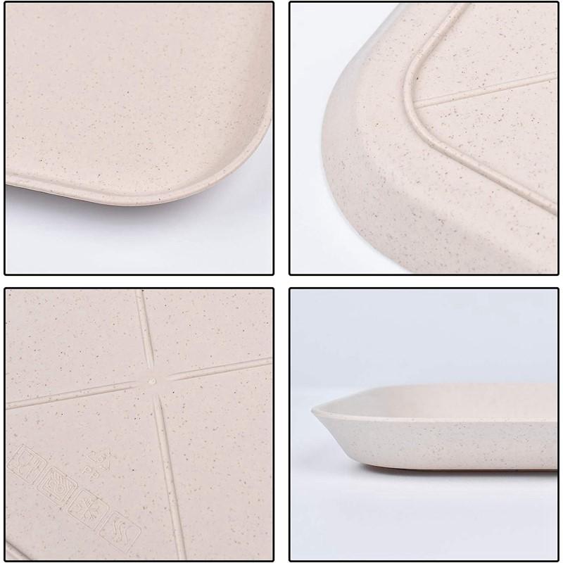 Inyahome Set of 1/4/10 Wheat Straw Square Dinner Dish Snack Dessert Plates for Vegetable Fruit Cake Bread Serving Plate Tray