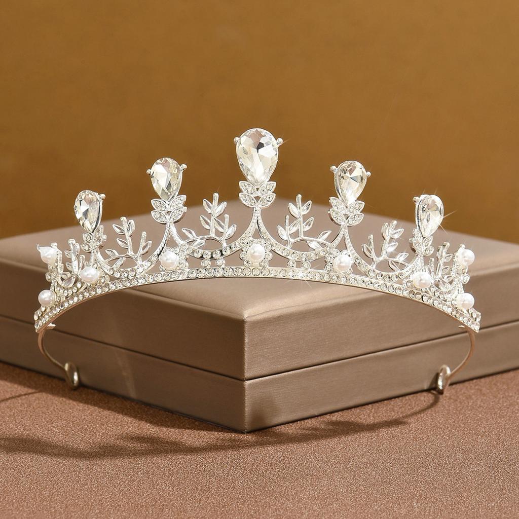 Bridal Crown Headwear Necklace Earrings Three-Piece Princess Birthday Crown Dress Accessories