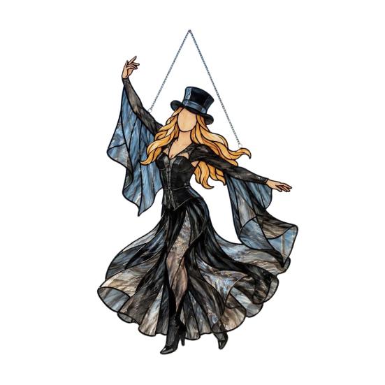 Dancing Lady Sun Catcher, Acrylic Hanging Ornament, Bohemian Gothic Woman Window Spinner, Gift for Mom Grandma Wife