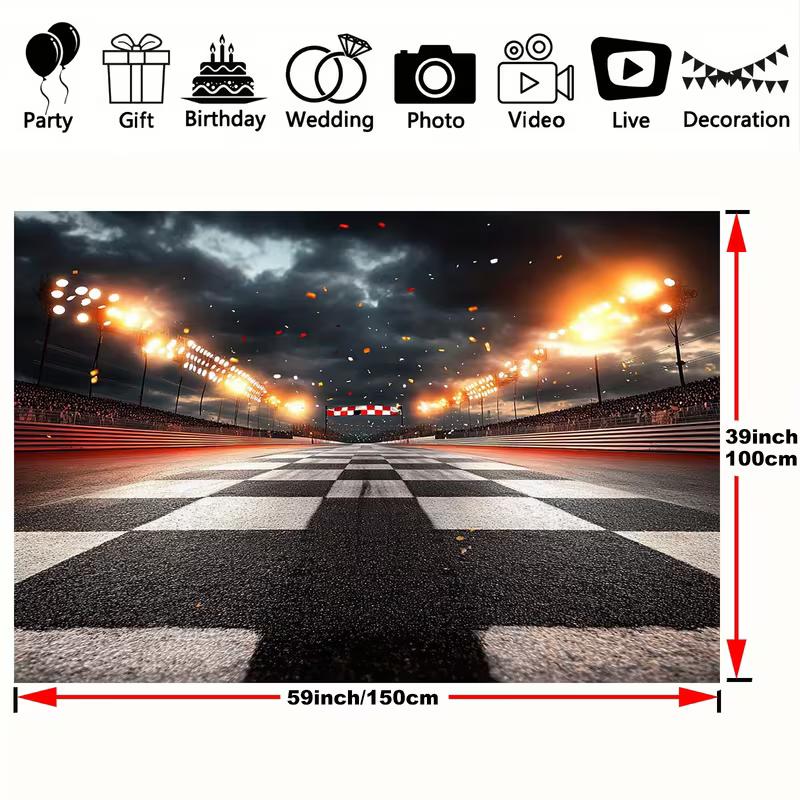 Sfondo 2D Linea del Traguardo Motorsport, Sfondo Fotografico Festa Pista da Corsa Notturna
