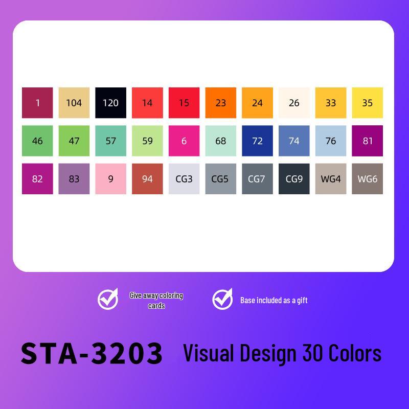 Sta 3203 Double-Ended Quick-Drying Oil-Based Marker Pen Set for Student Art & Indoor Design