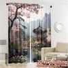 2pcs   2D FLAT PRINTING Curtains (Without Rod) Serene Pavilion Light Filtering Chic Curtains Versatile Fabric Curtains Versatile