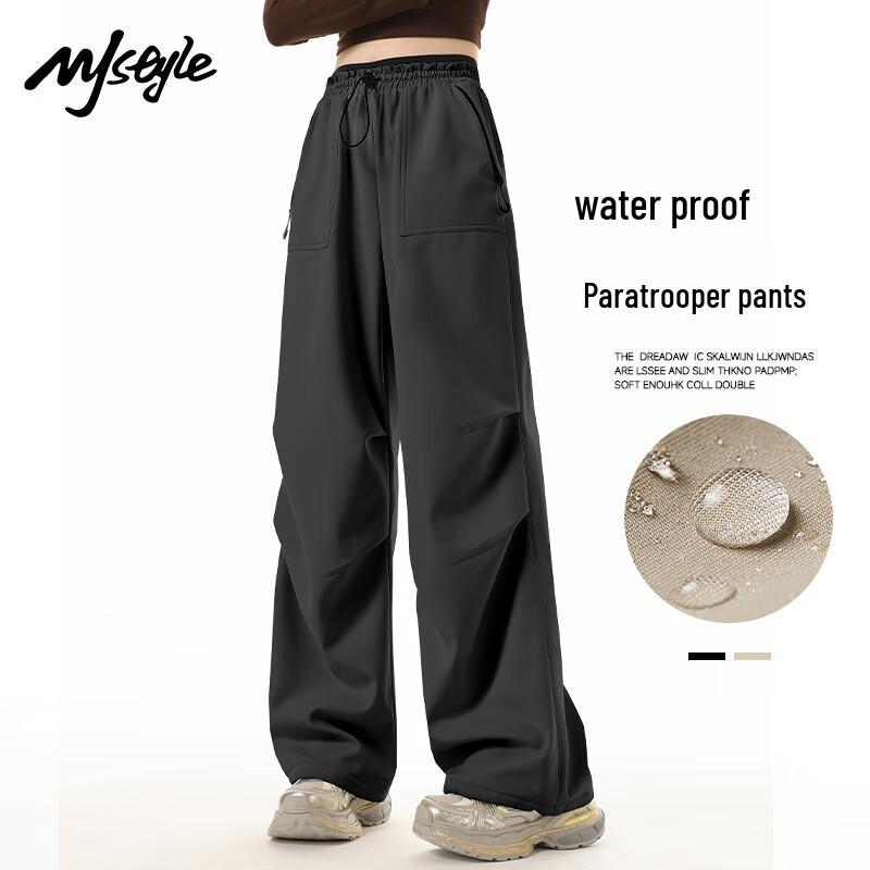MJ STYLE Women's Three-Proof Winter Plush Lined Wide-Leg Cargo Pants
