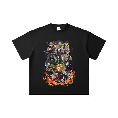 260 GSM Double Yarn 32 Count 100% Cotton Demon Slayer V61 Hashiras Print Unisex Heavy Cotton T Shirt