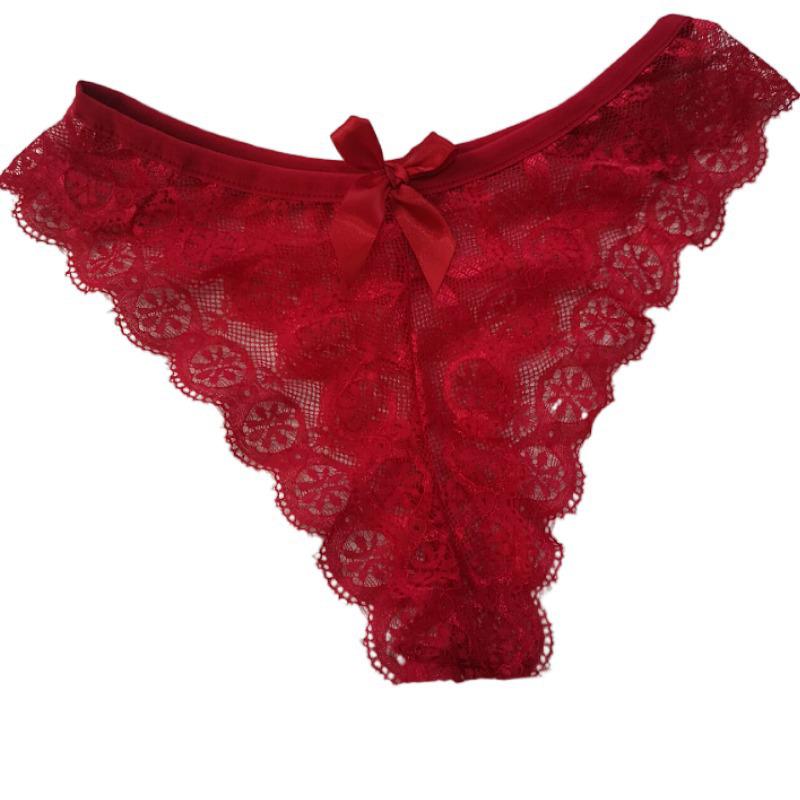 Wuyemao Women's Sexy Lace Bow Thong Panties