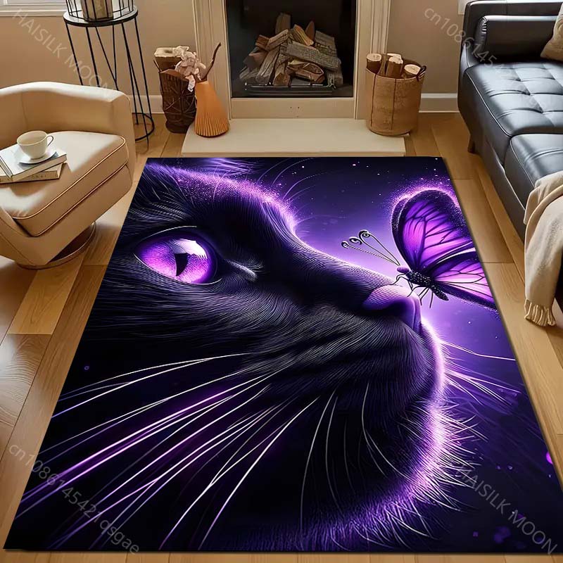 

1 шт. Ковер с фиолетовым сном, с рисунком кота-бабочки, для спальни, гостиной, прикроватный, под диван, напольный коврик, современный домашний декор, ковер для зоны 40x60cm (16x24in)