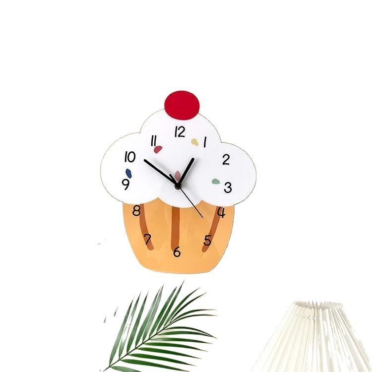 Cartoon Creative Cupcake Decoration Wall Clock Bakery Shop Kindergarten Studio Silent Dessert Shop Clock Clock