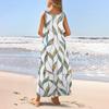 Women's Fashion Casual Maxi Skirt Summer Beach Skirt Round Neck Sleeveless Loose Floral Print Sundress