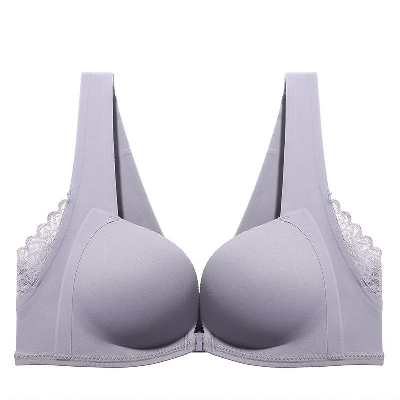 Genuine explosive product, new front buckle, beautiful back gathering bra, lace without steel ring, small chest showing large underwear thickness