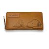 PEANUTS SNOOPY Round Zip Long Wallet, Camel, 73053, Cowhide, Italian Leather, Unisex (Camel)