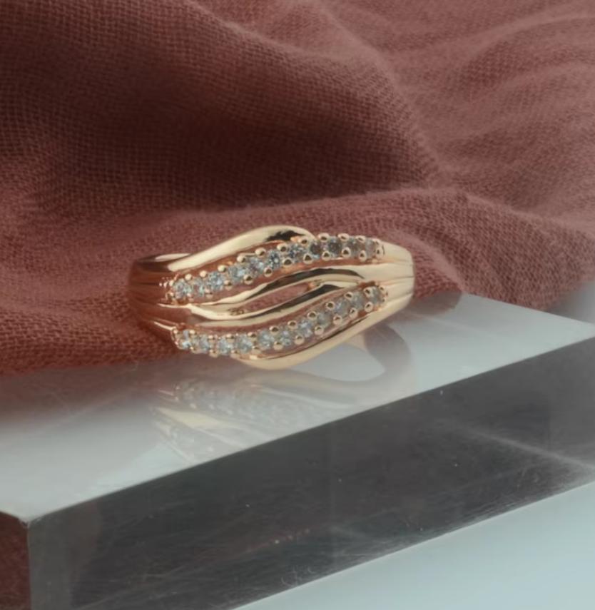 585 Rose Gold Patterned Ring For Women Fashion Jewelry