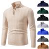 Men’s Plus Size Fleece Lined Half Zip Mock Neck Knit Sweater