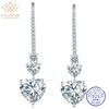 WUIHA 925 Sterling Silver D Color Heart Cut Real GRA Moissanite Diamonds Wedding Engagement Drop Dangle Earrings Fine Jewelry
