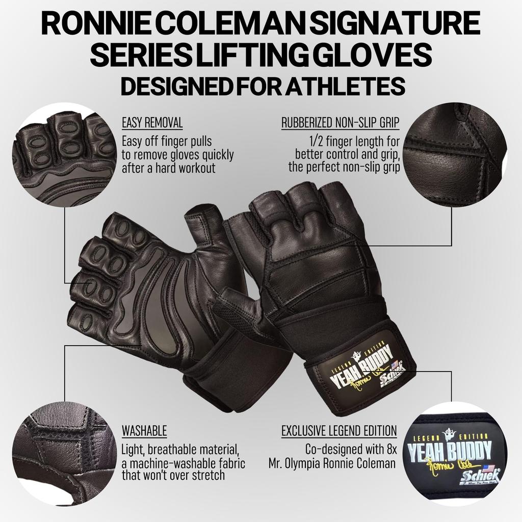 Schiek Ronnie Coleman Lifting Size Training Gloves, Small,