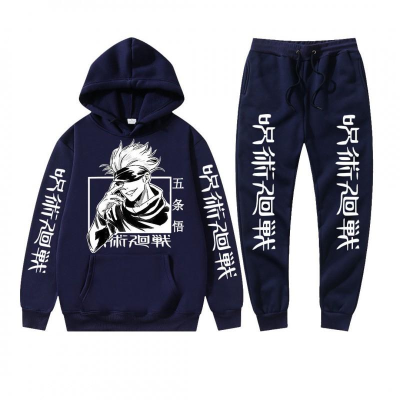 Completo felpa con cappuccio invernale da uomo con stampa Gojo Satoru di Jujutsu Kaisen Tuta casual spessa streetwear