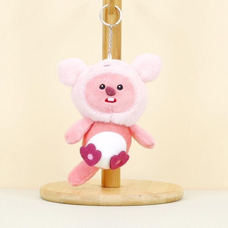 Cute Beaver Plush Keychain Short Plush Ultra Soft Animal Bag Decoration Pink
