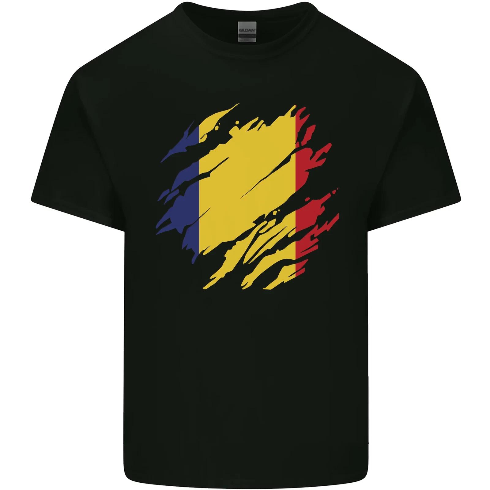 Torn Romania Flag Romanian Day Football Kids T-Shirt Childrens 4XL
