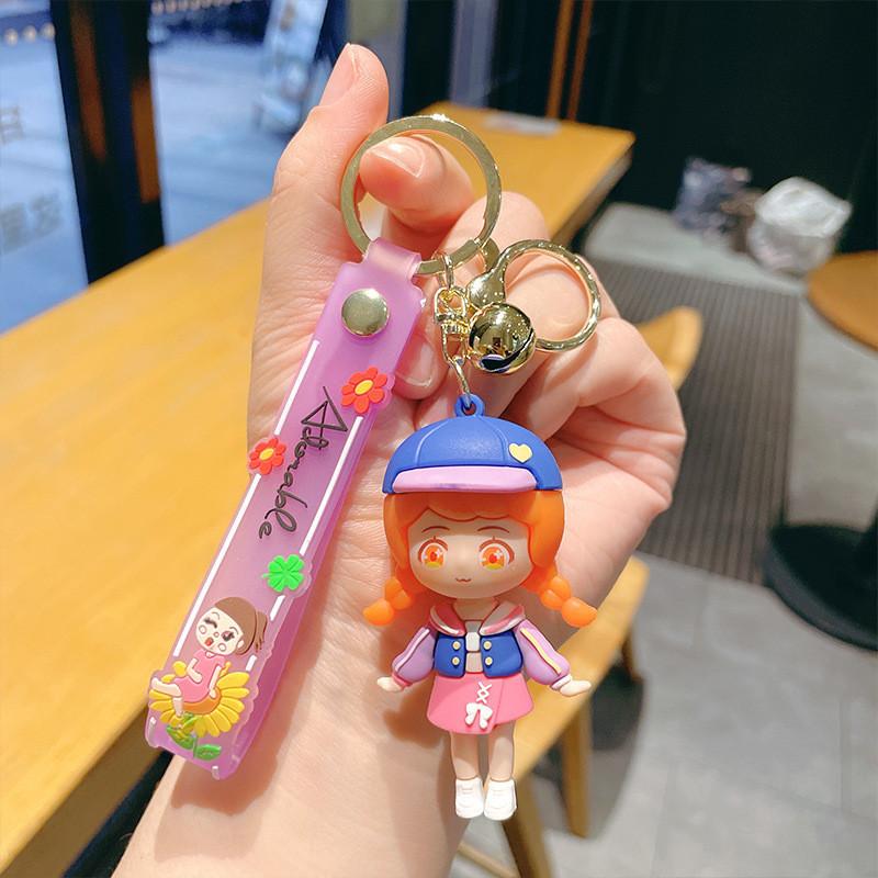 Adorable Girl Anime Keychain Charming Car Key Holder Cute Bag Decoration