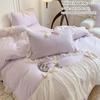 3pcs White Bedding set ruffles Duvet Cover Set (1*Duvet Cover + 2*Pillowcase, Without Core)for bedroom guest room