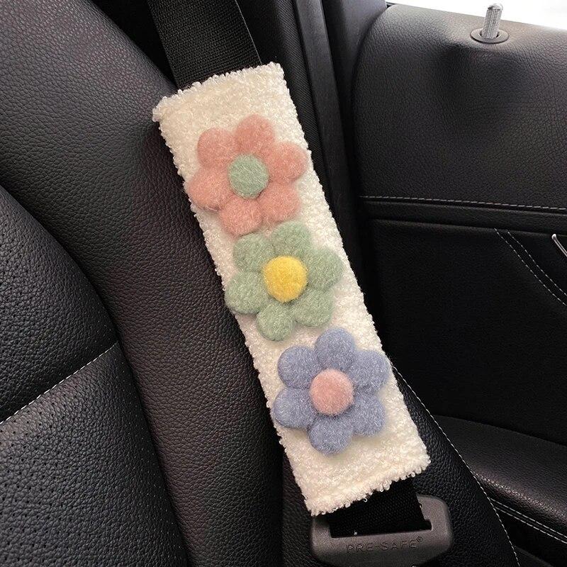 

1 шт. мягкие плюшевые цветы автомобильный ремень безопасности чехол плечевой ремень подушка авто ремень безопасности плечевой коврик