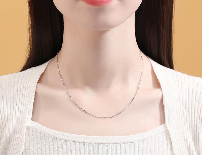 S925 Sterling Silver Women's Clavicle Necklace - Plain Snake Bone, Water Wave, Melon Seed, Ingot Chains. No Pendant Included.