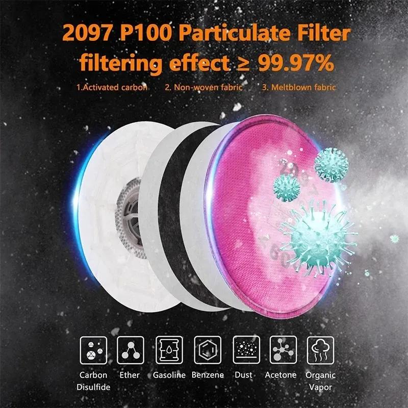 6200 Dust Gas Respirator Half Face Dust Mask With 2097 Filter For Painting Spraying Organic Vapor Welding Grinding Work Safety