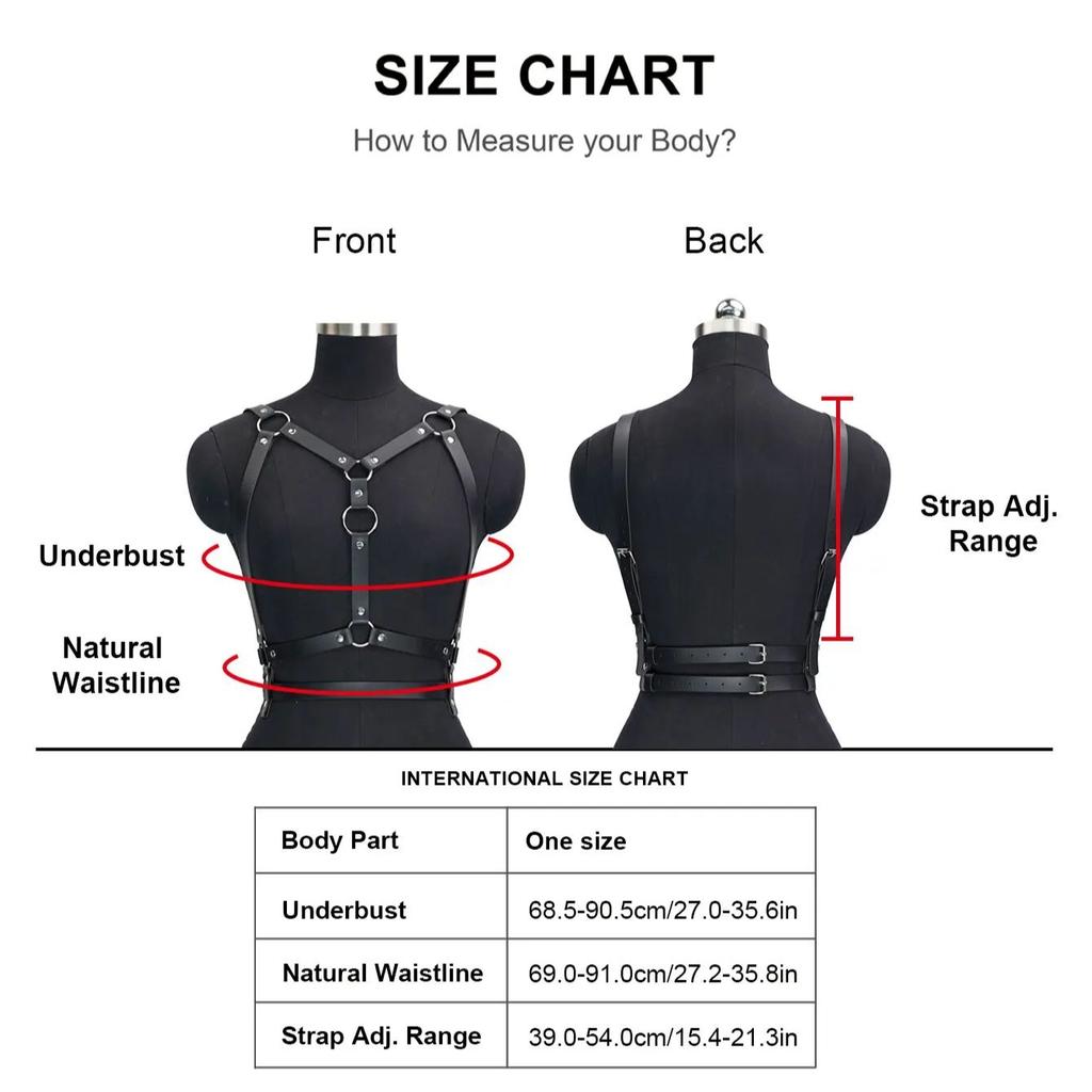 Women's Faux Leather Body Harness Adjustable Buckle Straps Gothic Punk Waist Belt
