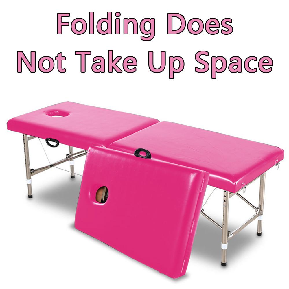

Портативная массажная кровать, регулируемая по высоте спа-кровать, профессиональная складная многофункциональная физиотерапевтическая кровать для салонов красоты 【Basic】Pink+Pillow