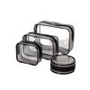 Transparent PVC Cosmetic Bag Set - Portable Black Travel Wash Bag, 4-Piece