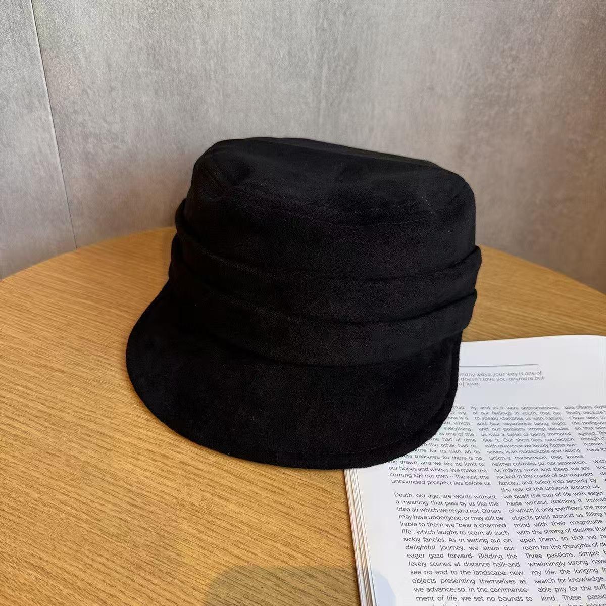 

Осенне-зимняя ретро замшевая кепка жокея – кепка газетчика, стройнящая лицо One Size чёрный