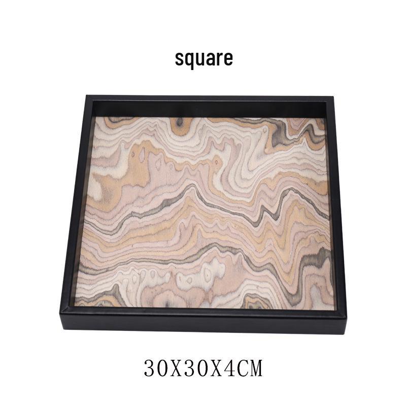 

Modern Black-Edged Abstract Wood Grain Leather Tray Photo Frame Decor