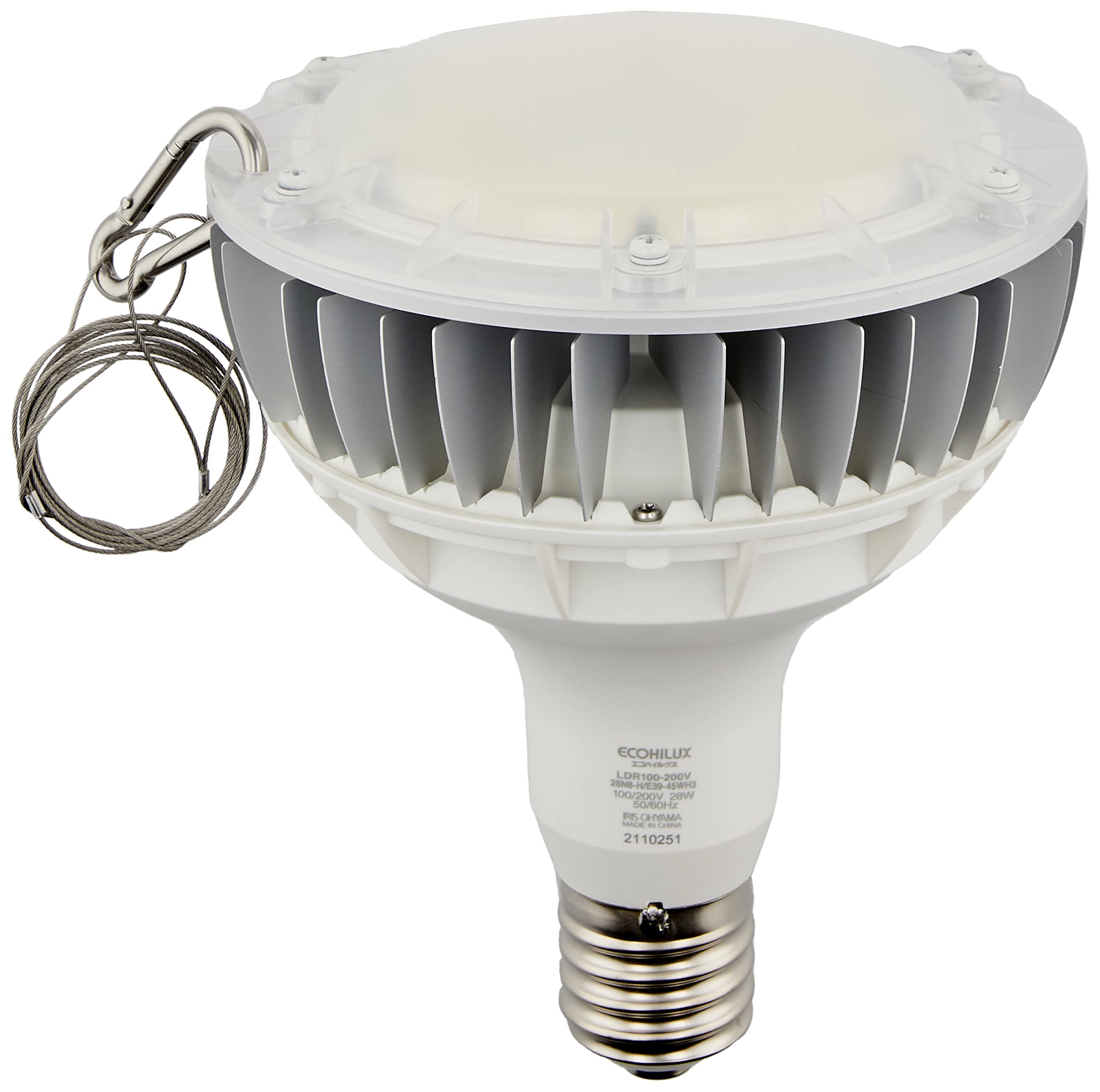 

Iris Ohyama Ballastless Mercury Lamp Replacement, E39 Base, LDR100-200V28N8-HE39-45WH3, Daylight White, 4200lm
