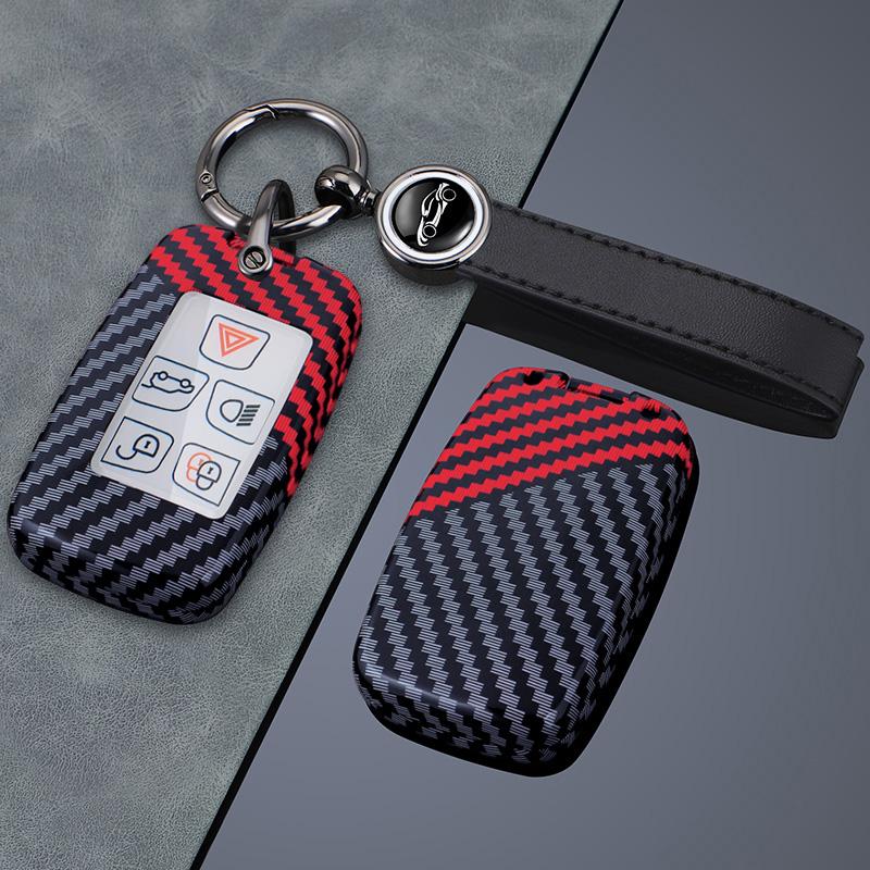Carbon Fiber Car Key Case Cover Protect Shell Bag for LandRover Range Rover Sport Evoque Freelander Velar Discovery Jaguar XE XF