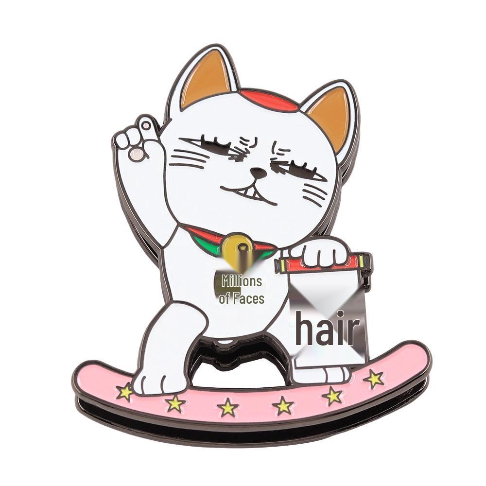

Turbo Grandma Cat on Rocking Horse Magnet: Cartoon Anime Sticker, Funny Decorative Gift